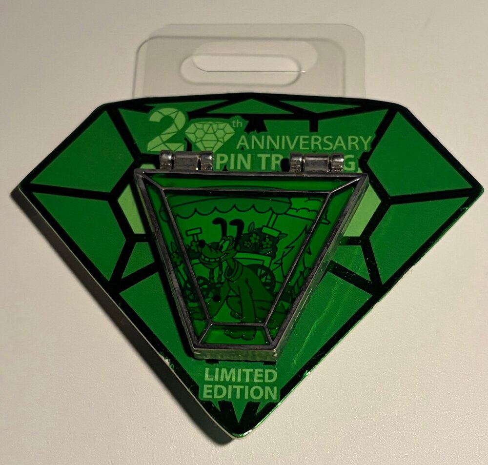 2020 Disney Store 20th Anniversary LE Pin Trading Emerald Green Pin; Pluto.